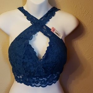 Teal padded lace bralett